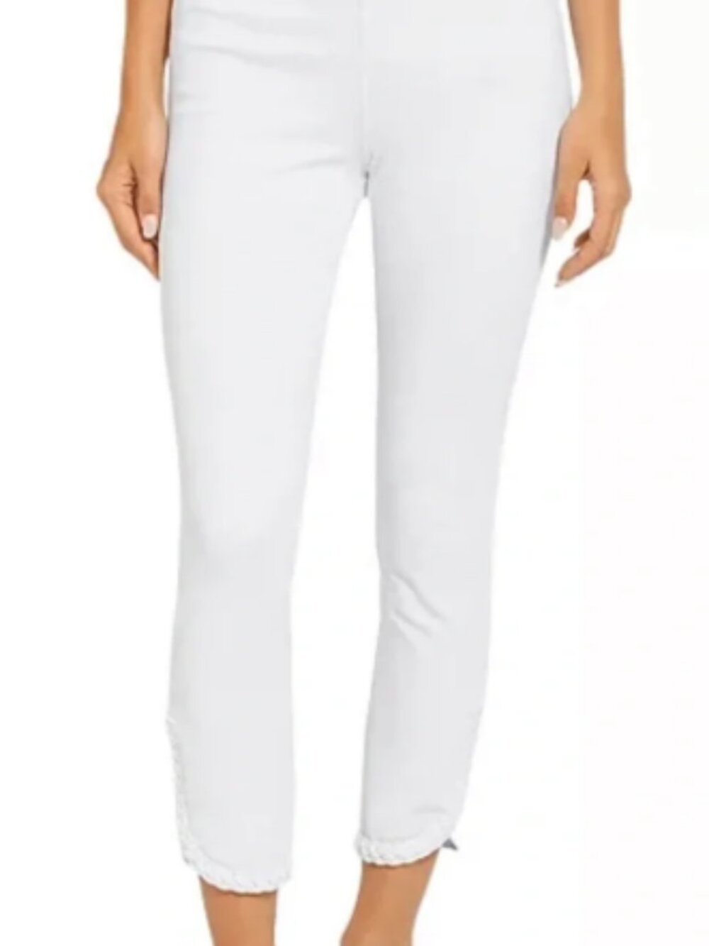 LYSSE White Skinny Ankle Pants with Braided Trim, XS, NWT